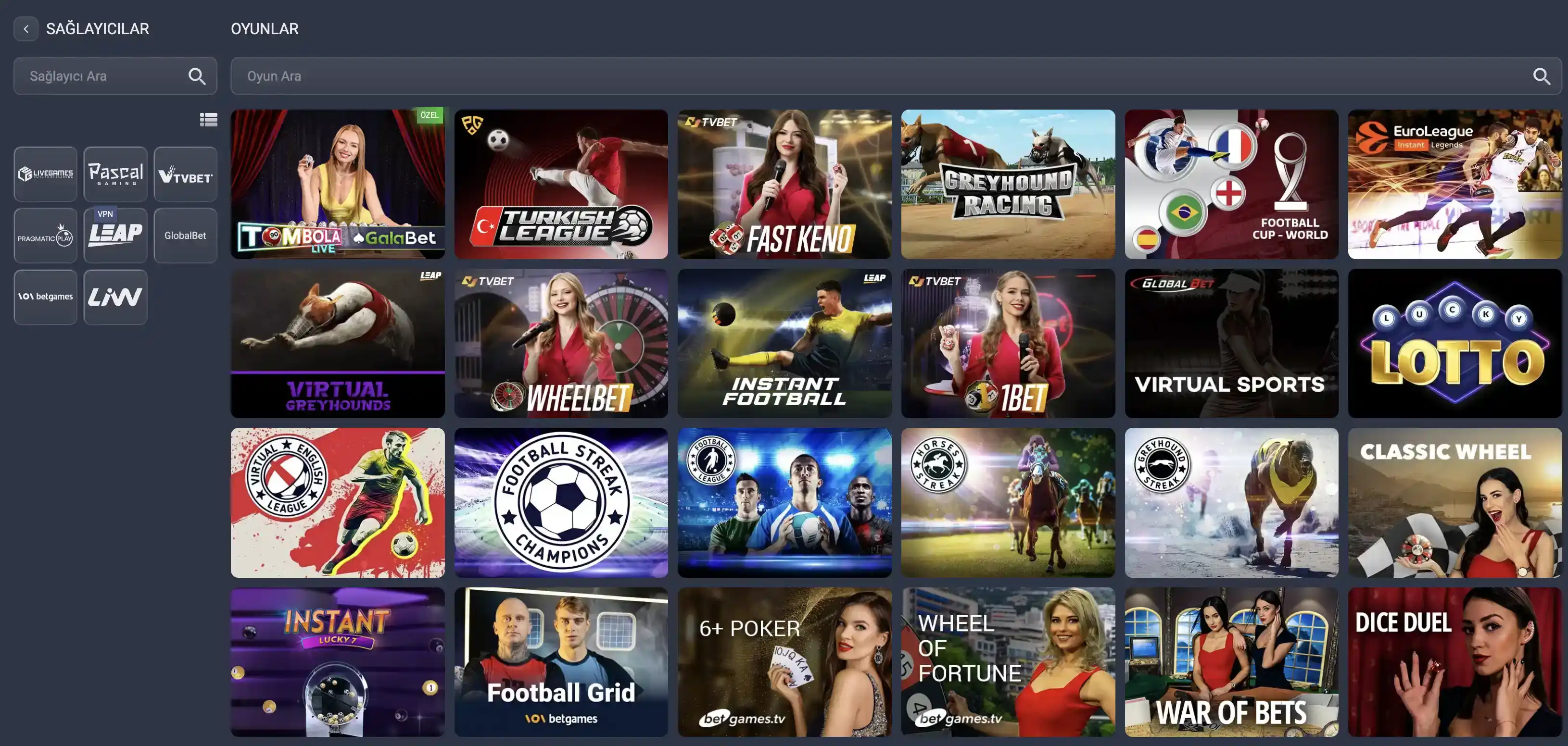 GalaBet web sitesi arayüzünü gösteren ekran görüntüsü